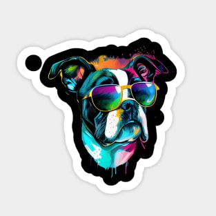 Colourful cool bulldog dog with sunglasses Sticker